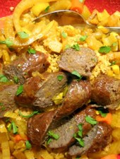Couscous with Merguez, Fennel, and Golden Raisins