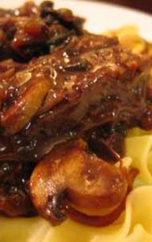 Brisket with Dried Cherries and Crimini Mushrooms