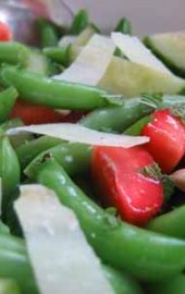 “Summer Friday” Salad: Sugar Snap Peas, Strawberries, Cucumber, and Pecorino