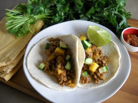 soft tacos filled with spicy chorizo and chunks of potato