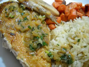 Lemon-Basil Butterflied Chicken with Baked Rice