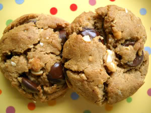 Flourless Honey-Roasted Peanut Butter Chocolate Chip Cookies (phew!)