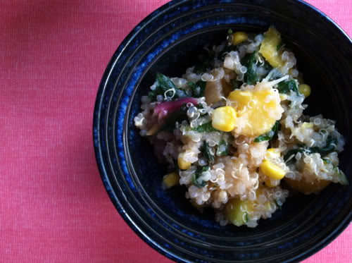 Read more about the article Summery Swiss Chard, Corn, Peach, and Quinoa Salad