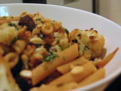 Pasta with Roasted Cauliflower, Figs, and Mint