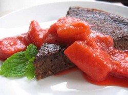 Read more about the article Chocolate Polenta Cake with Strawberry-Rhubarb Compote