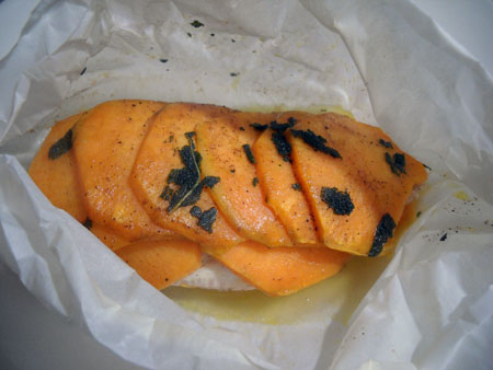 You are currently viewing Parchment Paper Chicken with Sage, Brown Butter & Sweet Potatoes