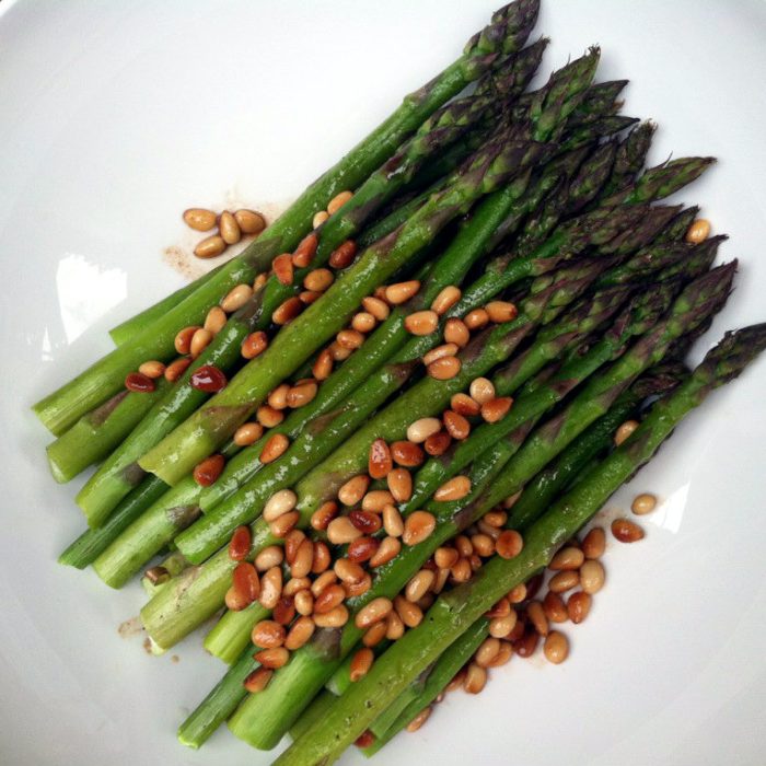 Roasted Asparagus with Brown Butter & Pine Nuts