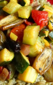 Roasted North African Ratatouille Over Freekeh