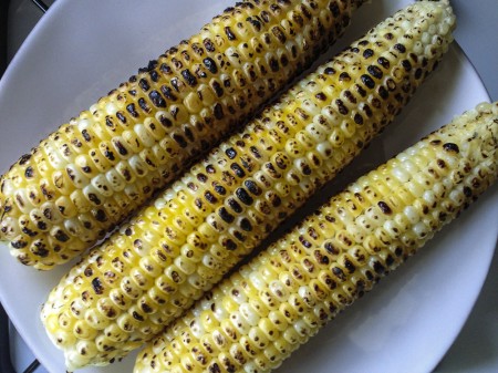 charred corn on the cob
